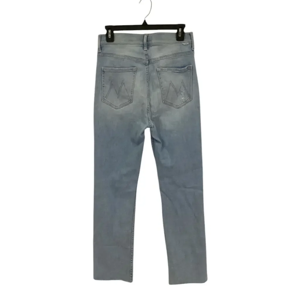 Mother Rider Ankle Fray Jeans Light‎ Wash Distressed High Rise Size 28